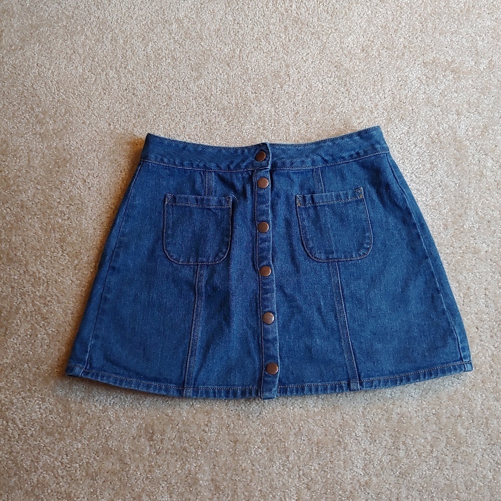Melville denim mini skirt with buttons down front